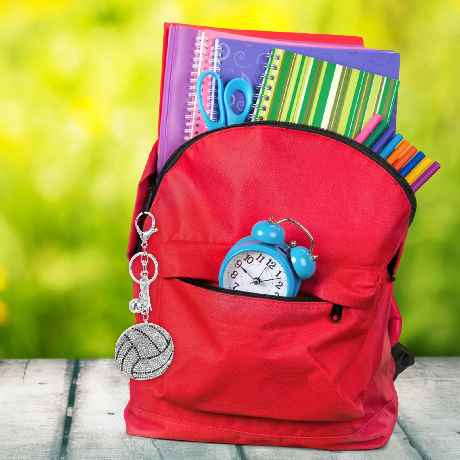 

Sparkling Volleyball Keychain Sturdy Zinc Alloy Key Ring Lightweight Bag Pendant for Athletes Multi-Function Hanging