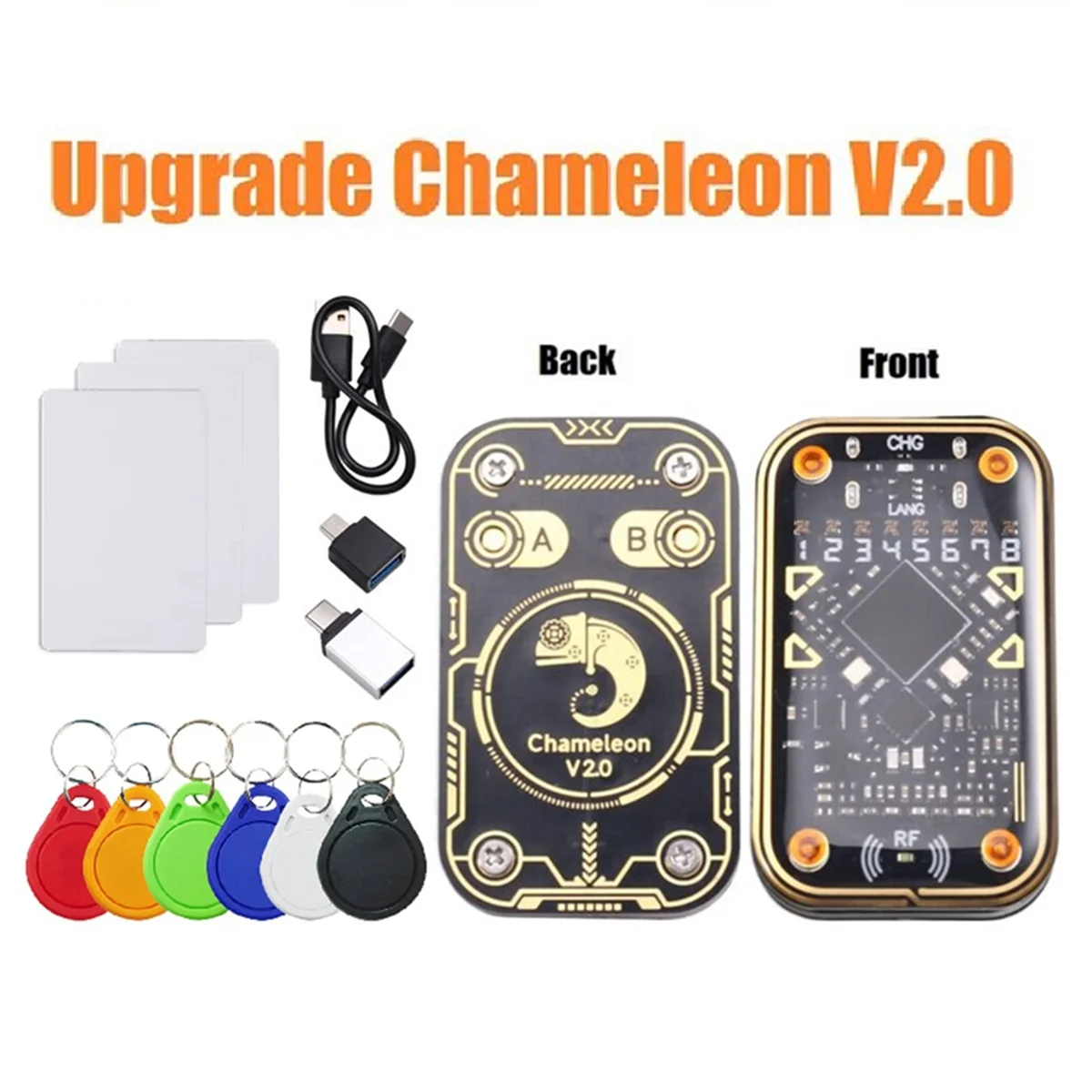 Nov.Chameleon Ultra V2.0 RFID アルティメット エミュレーター NFC デュプリケーター + 3xCUID 6xUID キーチェーン 125Khz 13.56Mhz カードデコード RFID リーダー