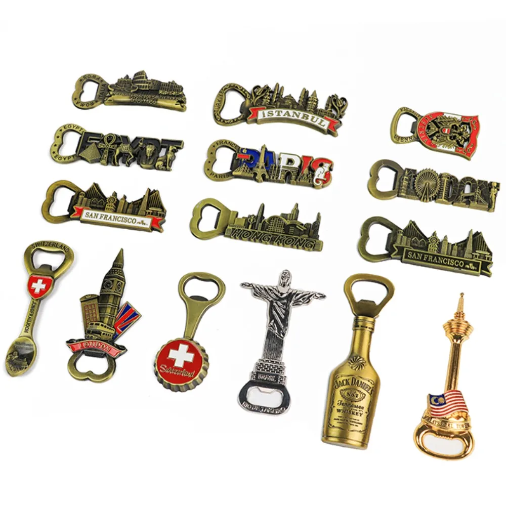 3D Metal Landmark Building Bottle Opener Magnetic Fridge Sticker Architectural Beer Opener Travel Souvenir Bar Kitchen Tool