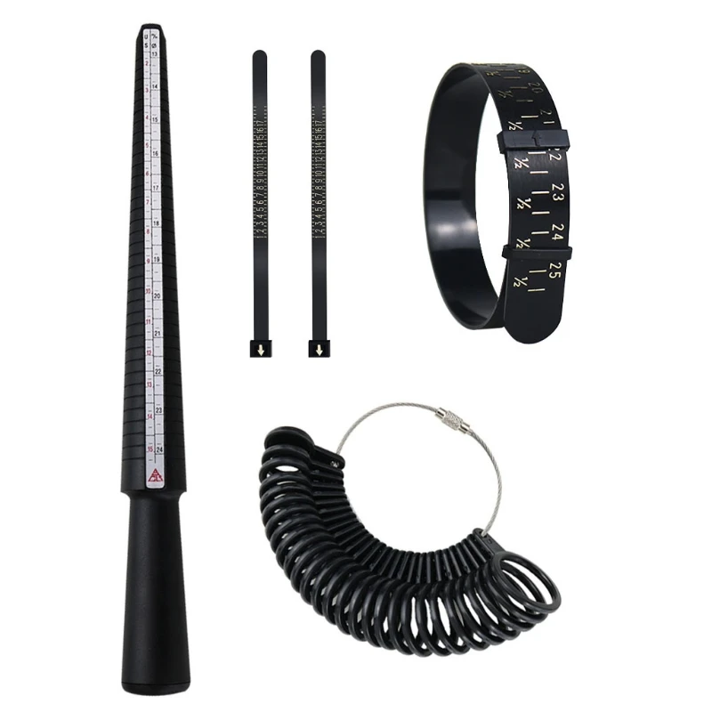 652F 5-piece Set US Meidu Ring Measuring Set Black Meidu Ring Meidu Ruler PU Bracelet Ring Jewelry Measuring Tool