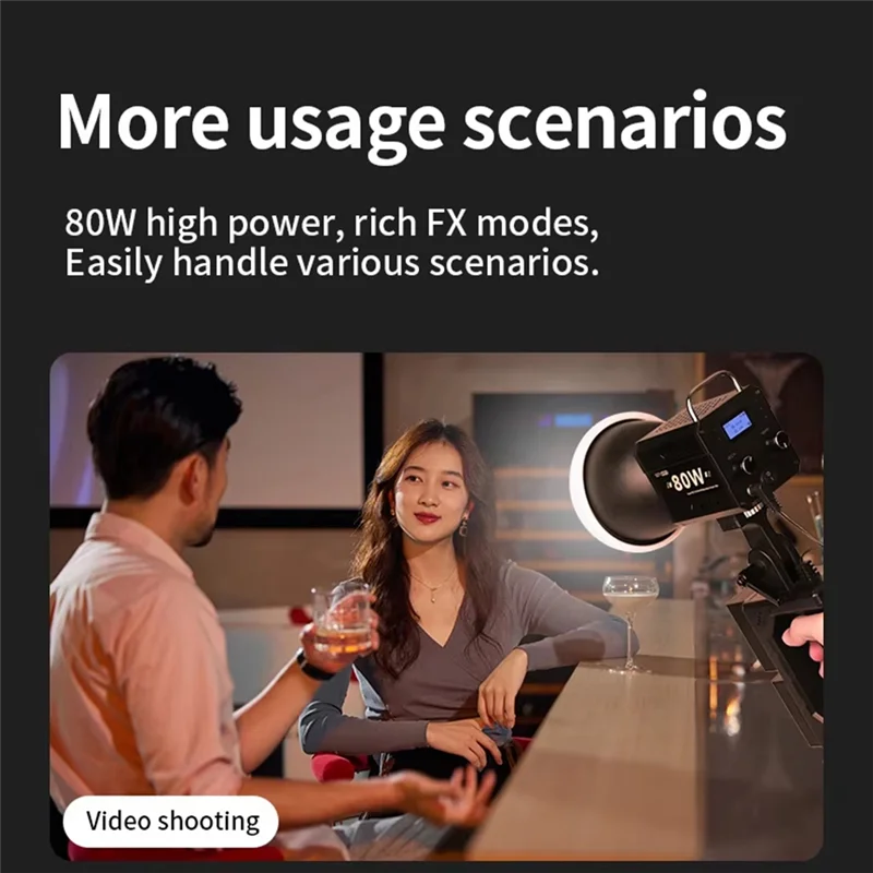 

AT93-80W COB Camera Light Outdoor Kit 2500-6500K Video Dimmable Photographic LED Light For Photo Studio Film Livstreaming US PLU