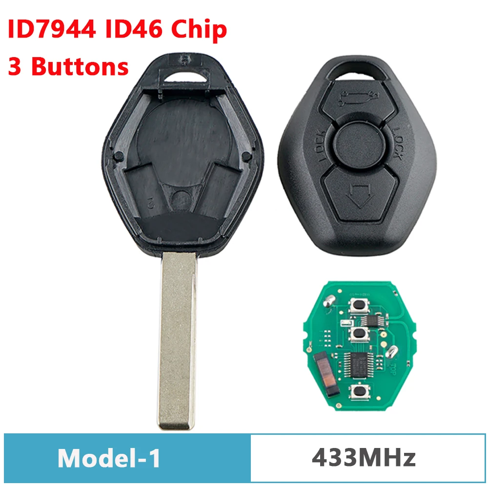 3 Buttons 433MHz/315MHz/868MHz Remote Key with ID46/7944 Chip Fit for BMW CAS2 3/5 Series E46 E60 E83 E53 E36 E38 Car Remote Key