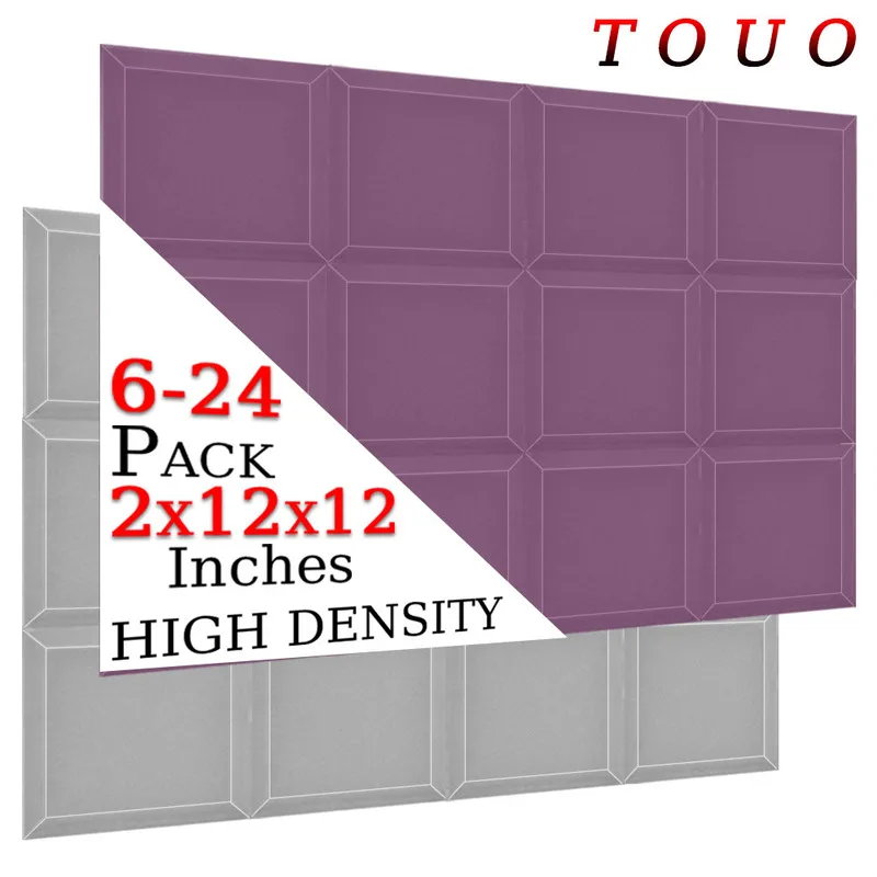 

TOUO 6/12/24 Pcs Acoustic Foam High Density Soundproof Foam Studio Acoustic Treatment Ceiling Fireproof Soundproofing Sponge