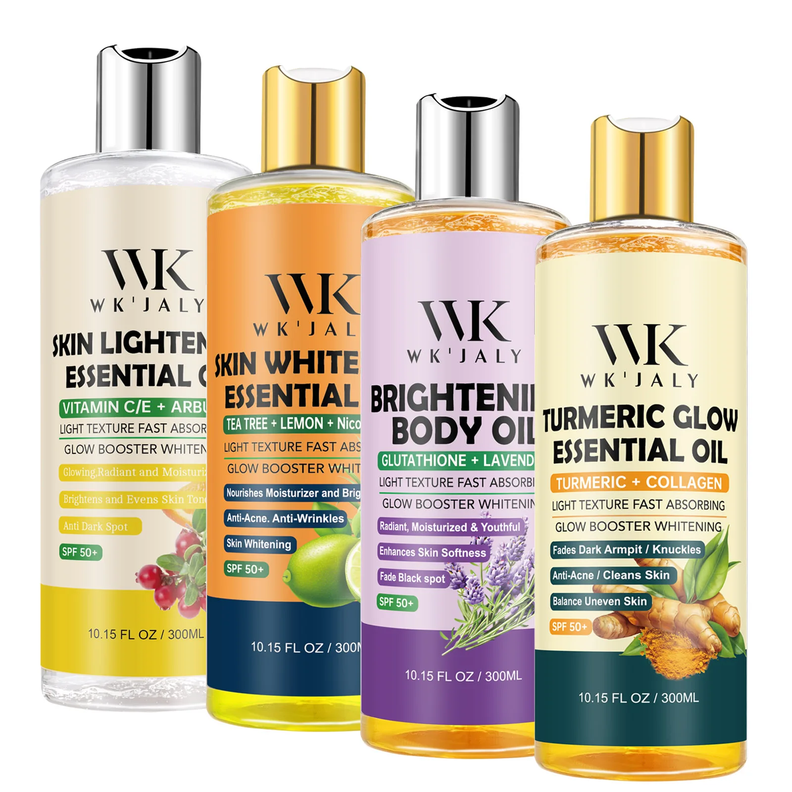 WK JALY Lightening Body Oil, Deeply Moisturizing, Hydration, Smooth Skin, Reduce Spots, Melanin, for Dark, Black, Caramel Skin