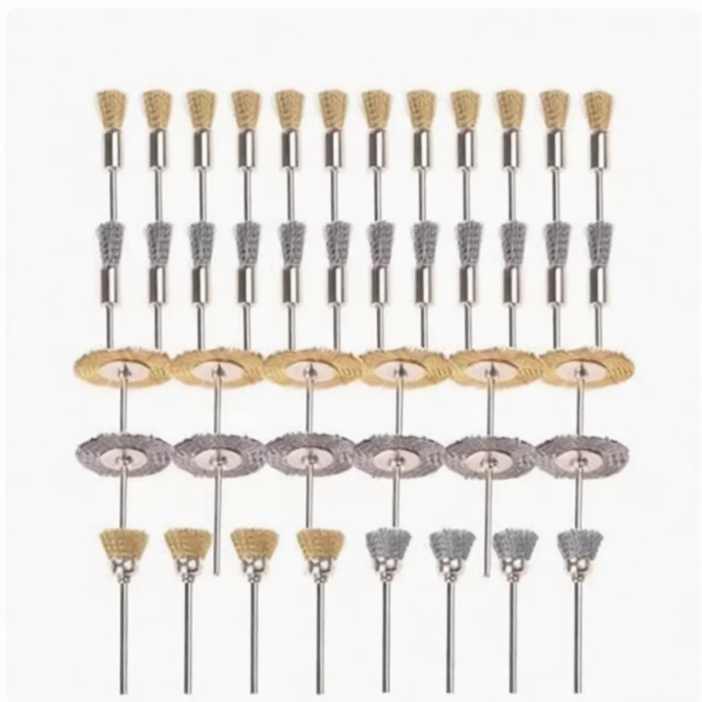 Mini Polishing Wheel Set Stainless Steel Brass Wire Brush Rotary Tool Accessory For Cleaning Grinding Metal Surface
