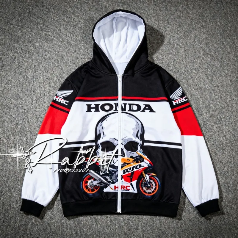 2025 nueva Honda Racing Team entusiastas de la motocicleta moda Retro Y2k Sudadera con capucha para hombres Ciclismo todoterreno Sudadera con capucha cálida estilo gótico