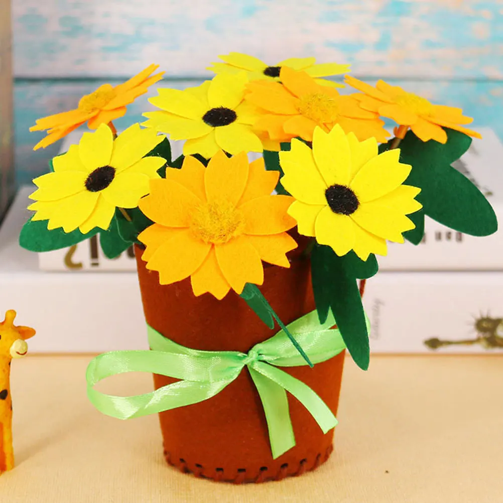 Kit de Material para Vaso de Flores DIY com 8 Peças, Tecido de Feltro Colorido, Criativo para Crianças e Adolescentes, Conjunto de Não-Tecidos para Decoração de Casamento, Presente de Dia dos Namorados, Arte e Artesanato