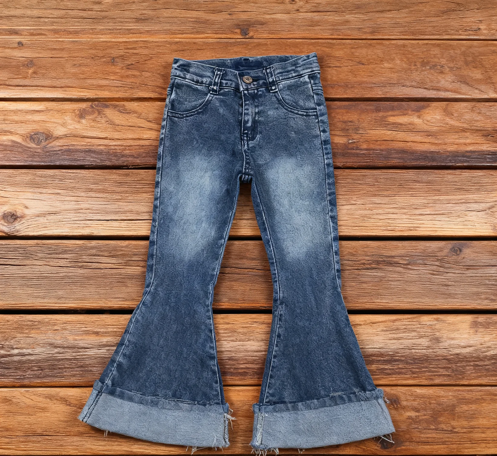 Z1027-13 P0676 Kids Girls Fall Clothes Baby Bell Bottom Pants Children Jeans
