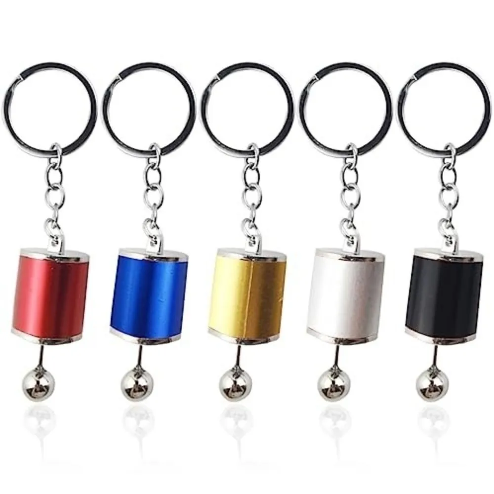 5pcs Metal Gear Shifter Keychain 6-Speed 5 Colors Shift Knob Keychain Mini Model Manual Transmission Keyring Car Interior