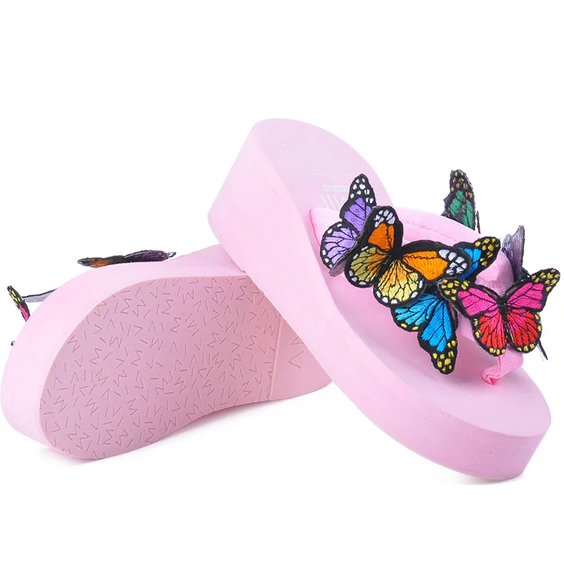 Women Sandals Flowers Slippers Summer Flip Flops Slippers Womans Platform Women Shoes Dames Slide Wedge Heel Thick Beach Slipper