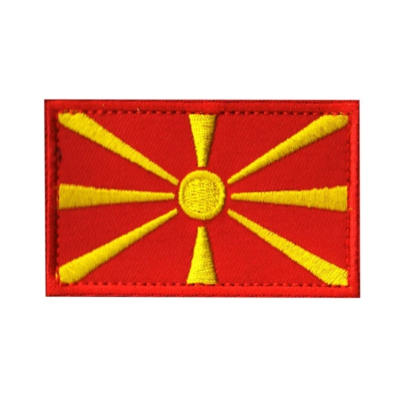 North Macedonia Flag Embroidery Patches North Macedonia Infrared IR Stripe stickers Emblem Appliques Embroidered Badge