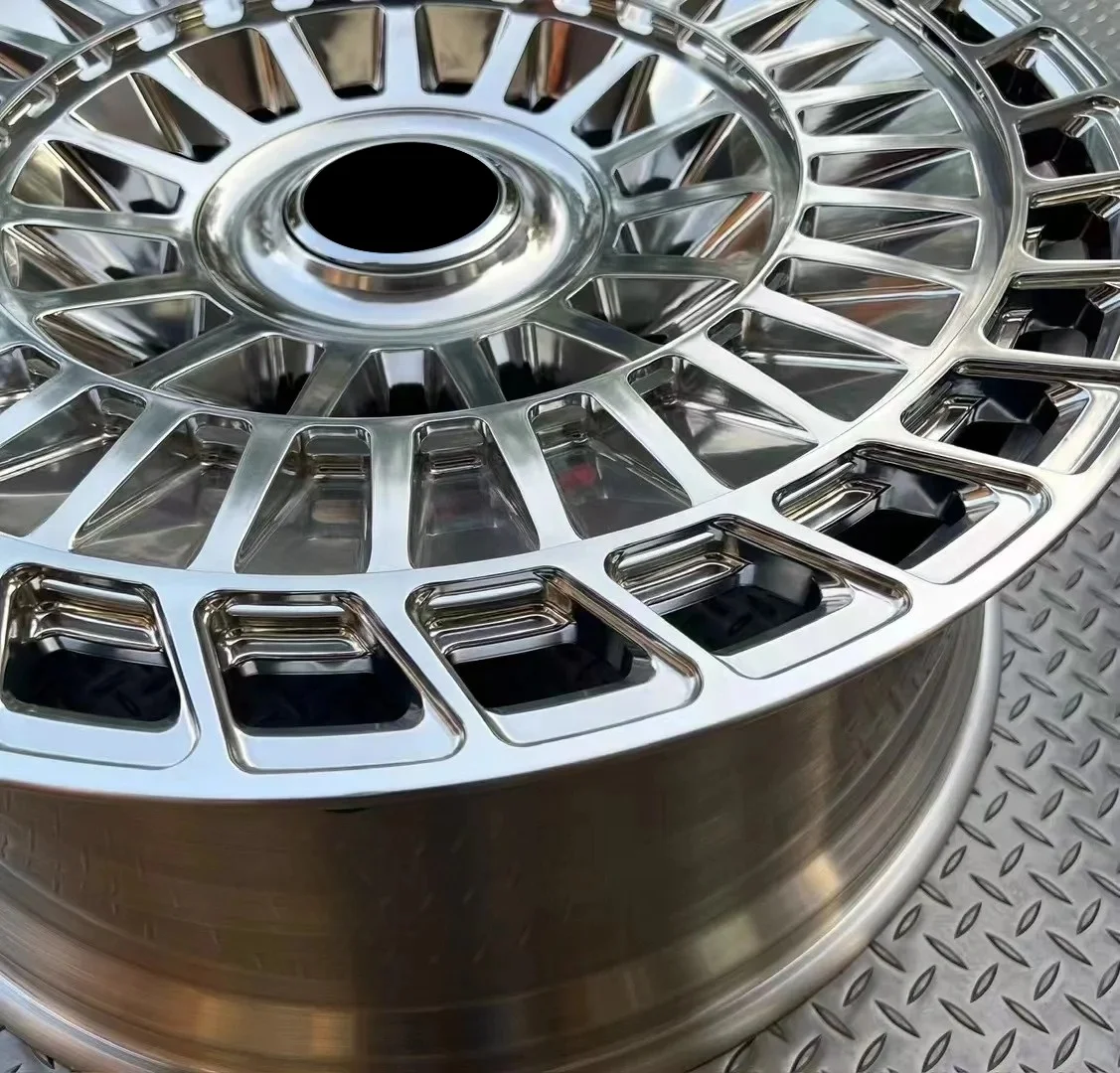 Llantas de lujo para pasajeros de coche forjado personalizado monobloque de plata pulida para Mercedes rueda de aleación de magnesio de 15 ~ 26 pulgadas