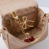 Fashion Cherry Bow Keychain Cute Bag Pendant Keyring For Women Girls Jewelry Bag Accessories Gift