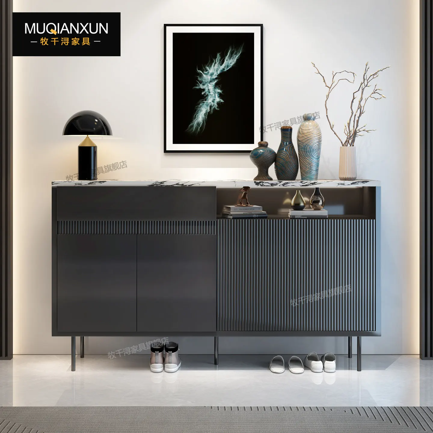 

PYJ Italian-style entrance entrance villa entrance high-end large-size corridor marble shoe cabinet