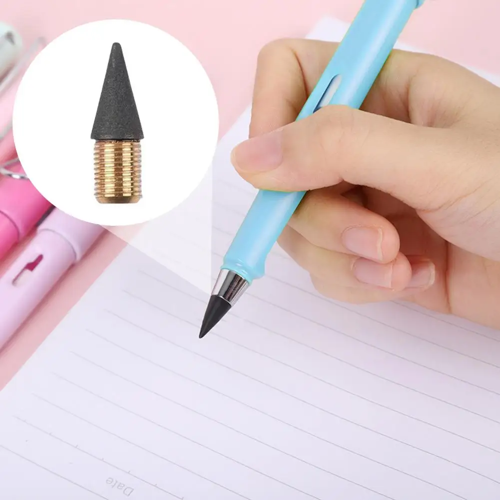10Pcs  Pencil Nib Durable Built-in Eraser Pencil Tip Everlasting Smooth Writing Writing Pens Nib
