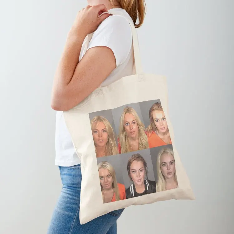 Lindsay Lohan Mugshot Funny Tote Bag custom fabric bag Candy bags tote bag university eco pack