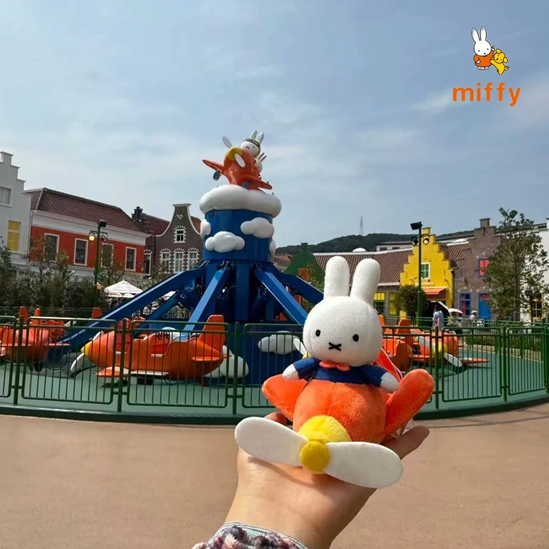 Kawaii Miffy Pilot Airplane Plush Keychain Cartoon Rabbit Bag Pendant Soft Stuffed Doll Ornament Collectible Mascot Perfect Gift view 2