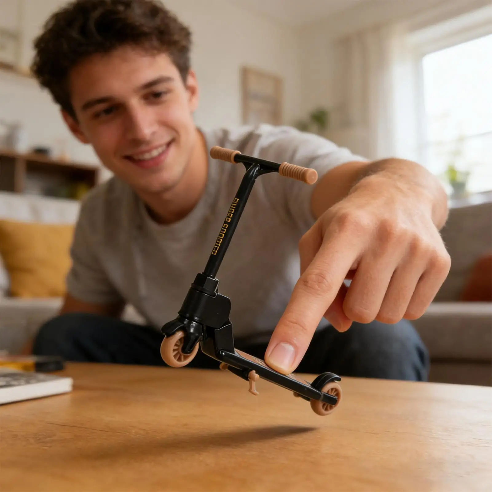 Finger Scooter Two Wheel Foldable Non-Slip Desk Gadget Fingertip Scooter for Kids Party Home School Travel Fidget Entertainment