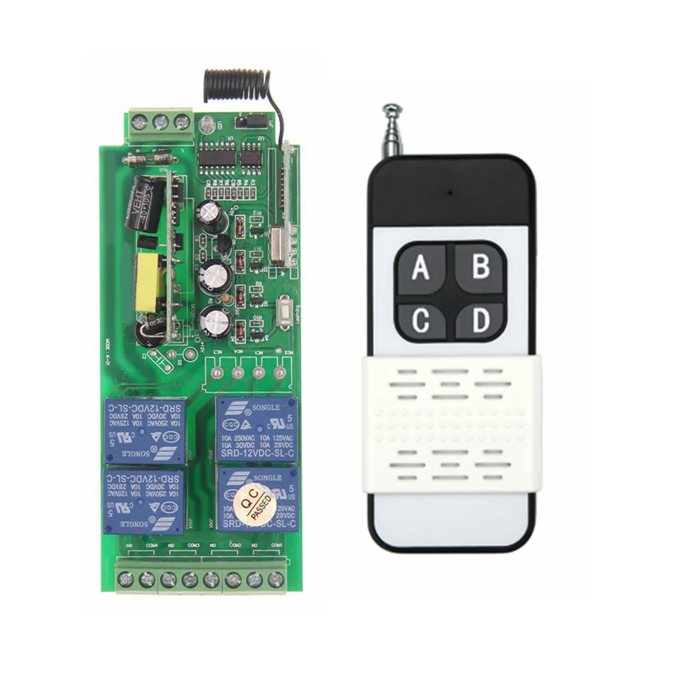 500m AC 85V-265V 110V 220V 230V 4 Channel 4CH RF Wireless Remote Control Switch System LED Light Bulb Receiver