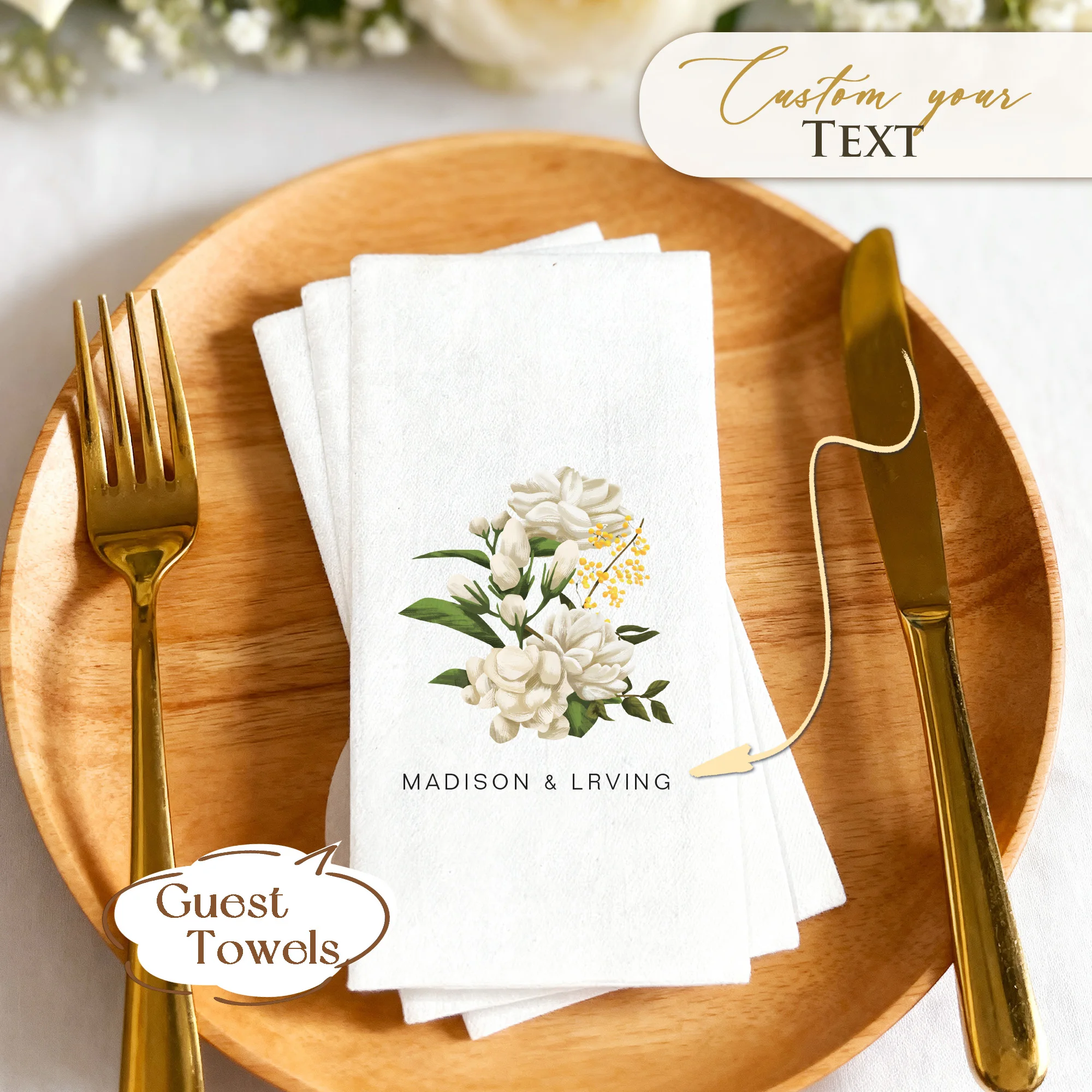 Custom Guest Towels Linen Feel paper Personalized Wedding Rectangle Napkins Disposable Party Decor For Bridal Shower Birthday