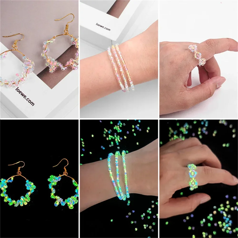 10g Uniform Size Luminous Beads Glow In The Dark Glass Seed Beads For Needle Work DIY Earring Jewelry Making 4mm 6/0