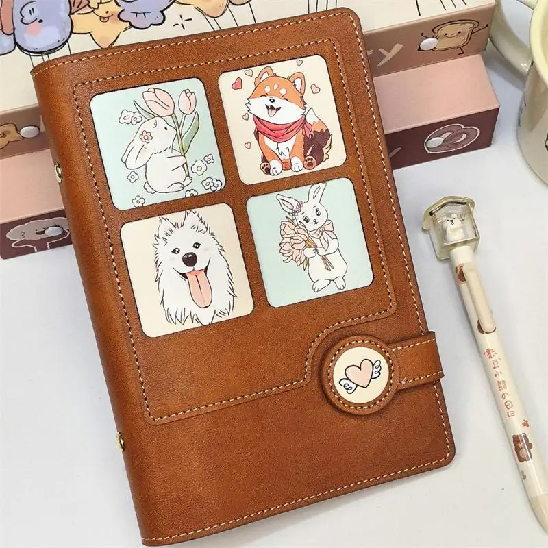 Cute animal window leather notebook Binder loose-leaf notepad B6 cute diary ，with 60 blank inner pages