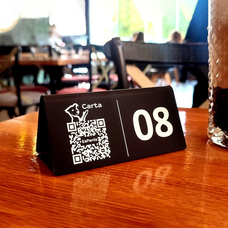 Acrylic Table Stand with UV Printing for QR codes, Logo, Table Numbers Restaurant, Coffee Shop, Hotel, Bar Supplies Easy Clean