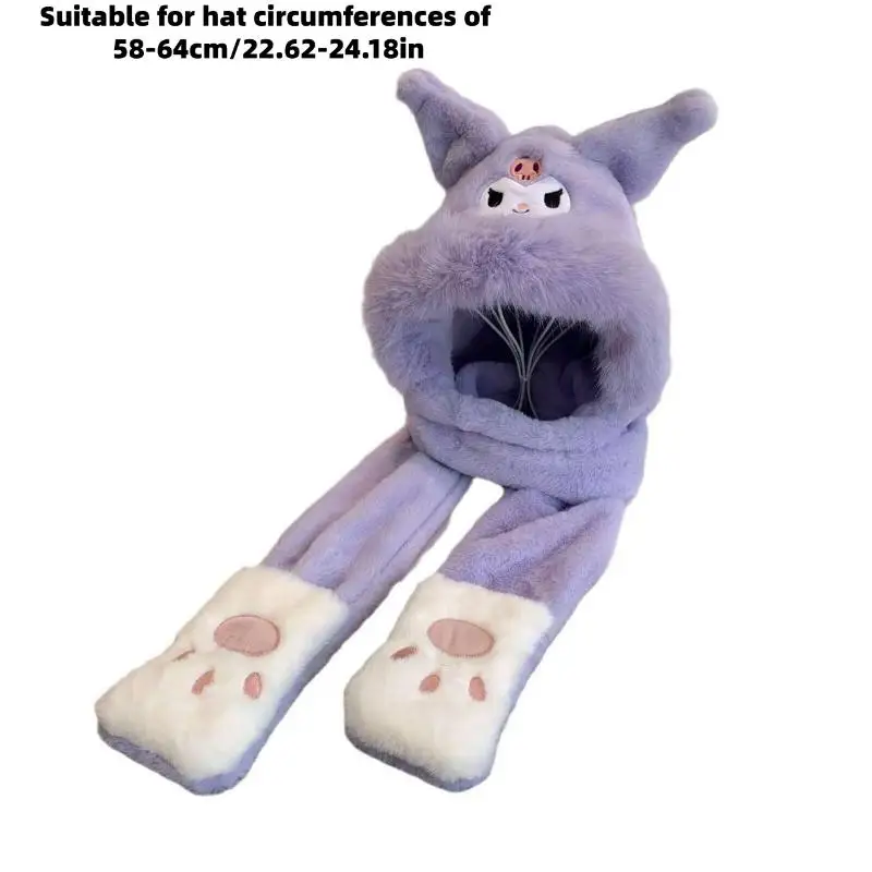 العصرية لطيف الكرتون قبعة وشاح الشتاء الدافئة وشاح قبعة للنساء الفتيات Kawaii سدادات حماية الأذن لينة فروي وشاح قبعة الهدايا