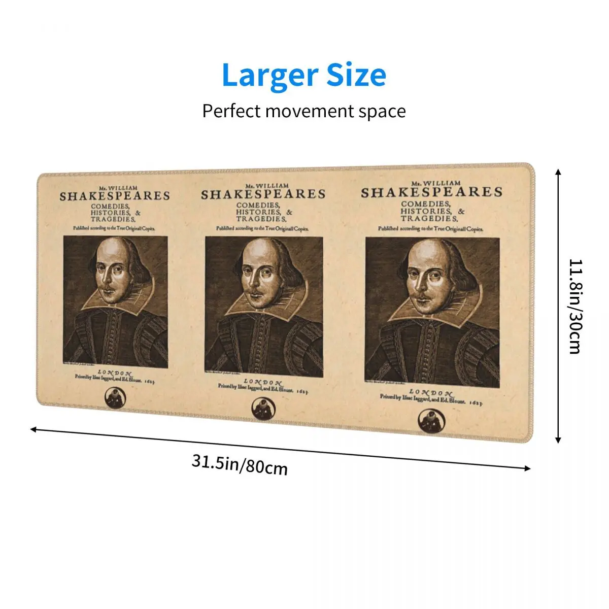 Shakespeare First Folio Front Piece Large Mouse Pad Computer Keyboard Mouse Mat Gaming PC Laptop Desk Mat Table Mats