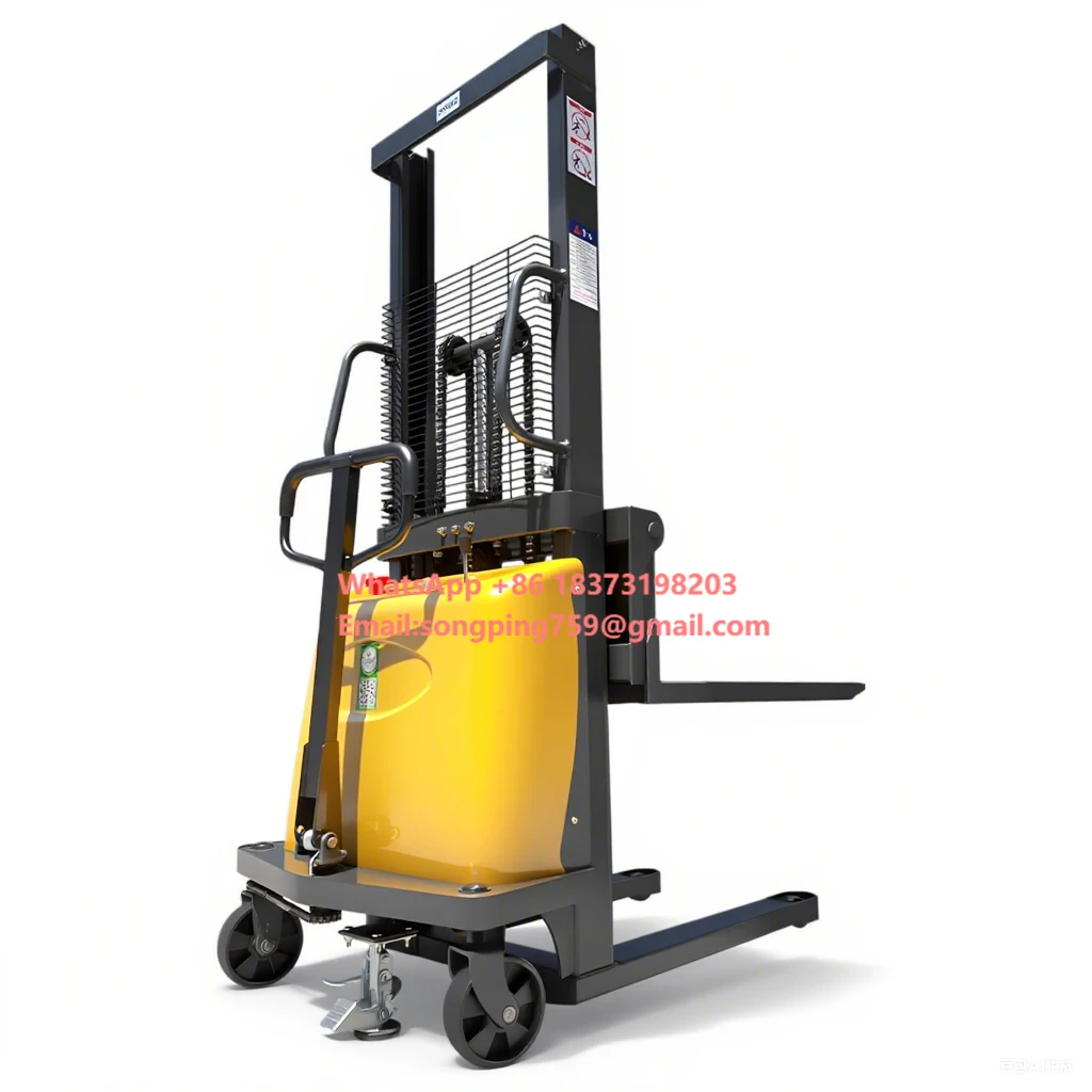 

Полуэлектрический вилочный погрузчик для склада, полуавтоматический штабелер, электрический штабелер для поддонов с высотой подъема 3 м