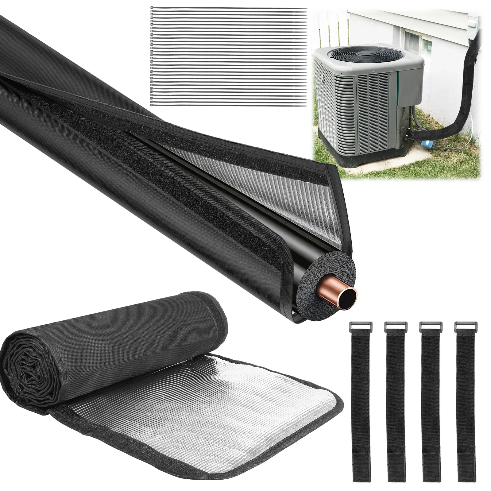 3 طبقات HVAC أنبوب نحاسي غطاء عازل 200x30 سنتيمتر 600D أكسفورد التيار المتناوب الأنابيب العزل يغطي لعزل خط النحاس الخارجي Sl