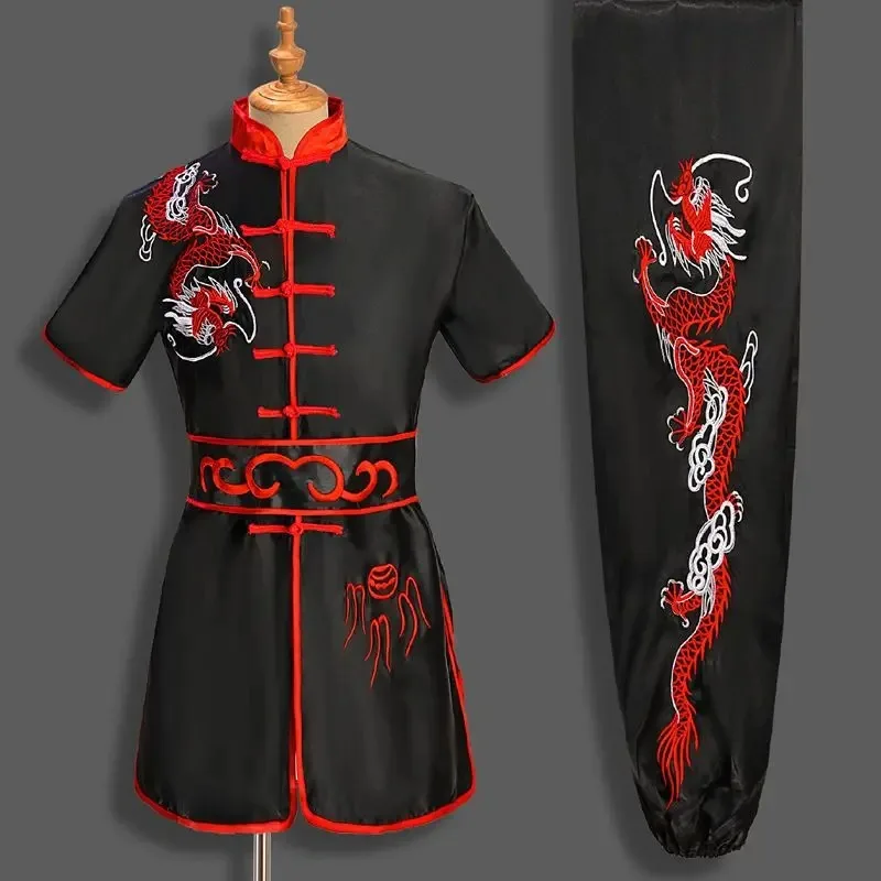 Men Women Chinese Traditional Dragon Wushu Uniform Kung Fu Clothing Set Martial Arts Uniform Kleding Taoist Shaolin Children
