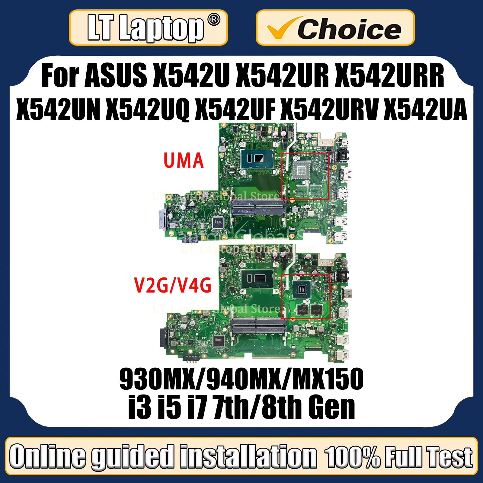 LT Laptop Mainboard For ASUS X542U X542UR X542URR X542UN X542UQ X542UF X542URV X542UA Motherboard I3 I5 I7 UMA/930MX/940MX/MX150