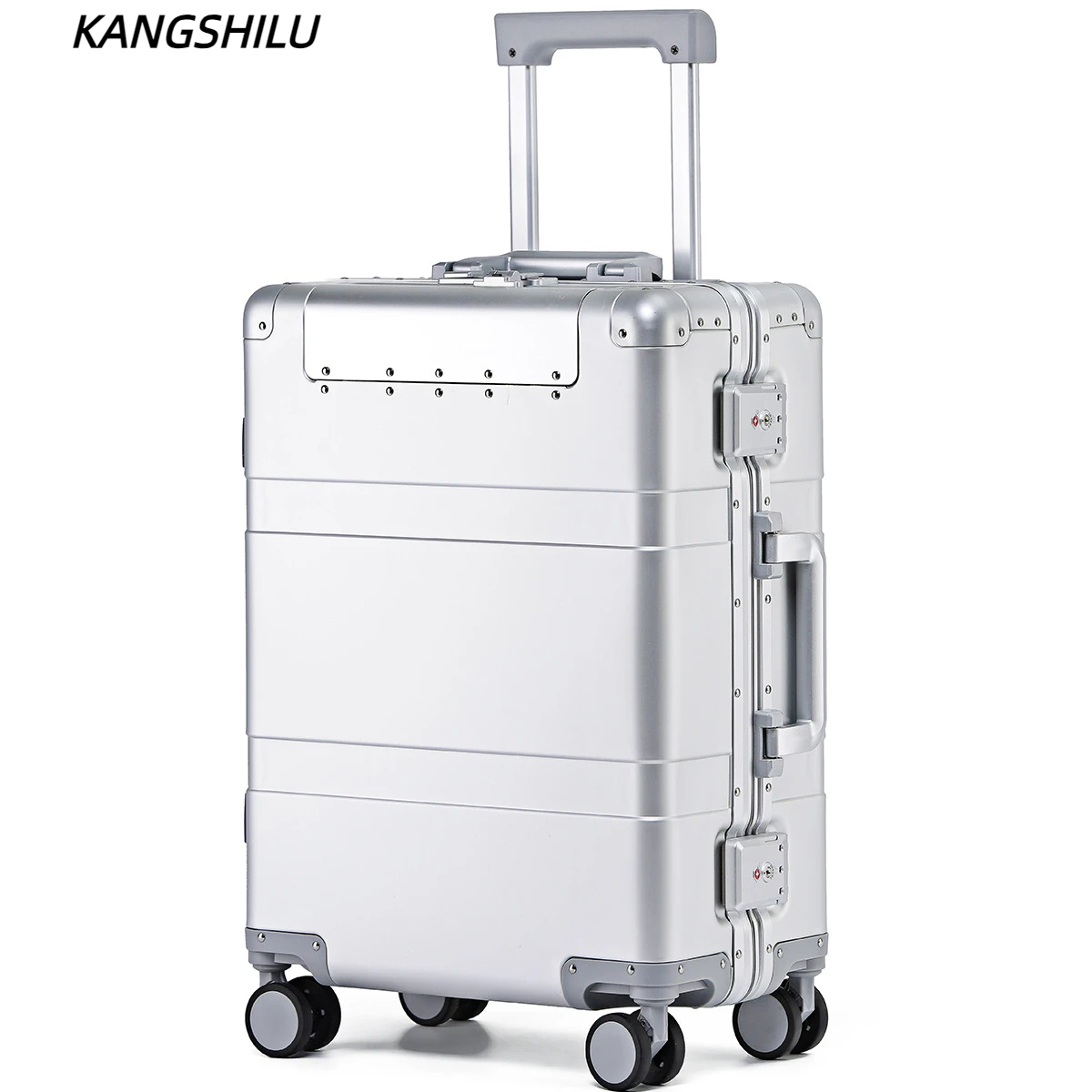 

20 Aluminum Magnesium Alloy Carryon Luggage 24 Business Travel Trolley Metal Suitcase