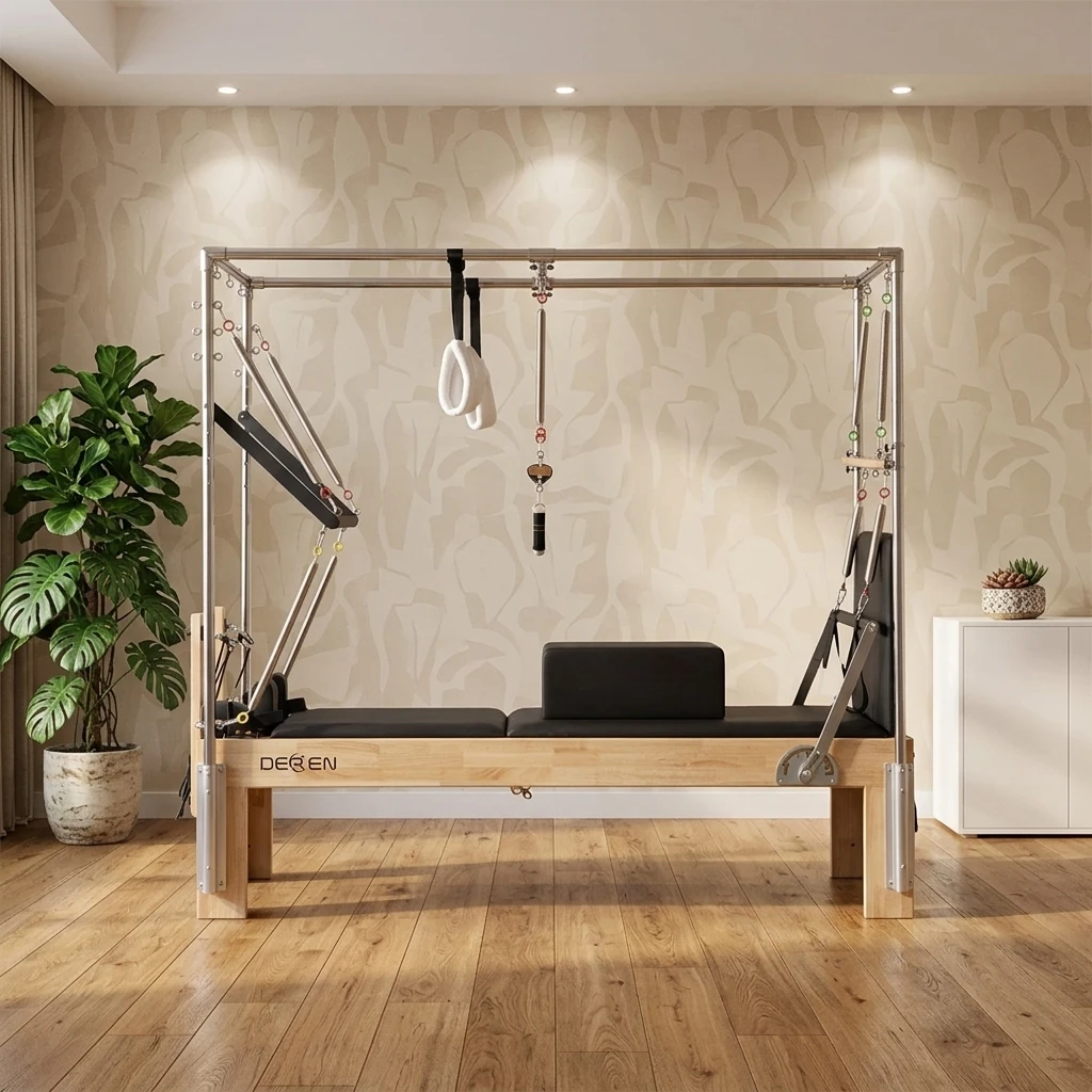 

Oak Pilates Reformers Combined with Half Tower Suspension Bars Meet the Needs of Various Body Postures Suitable for Yoga