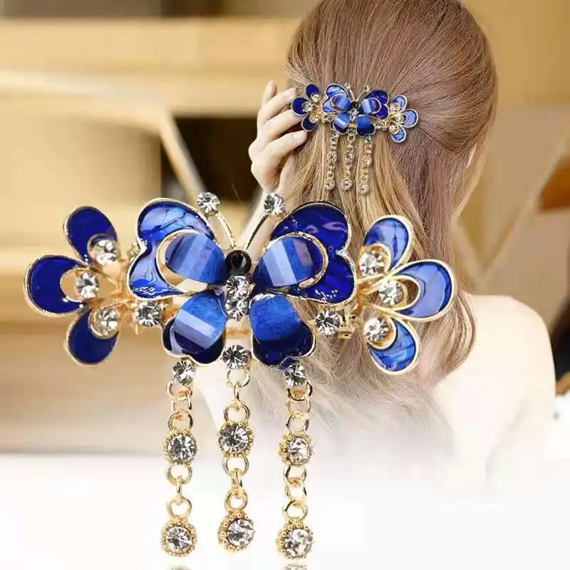 Zircon Butterfly Hairpin Peacock Hair Clip CZ Tassels Enamel Flower Hairpins Headbands for Women Hair Accessories