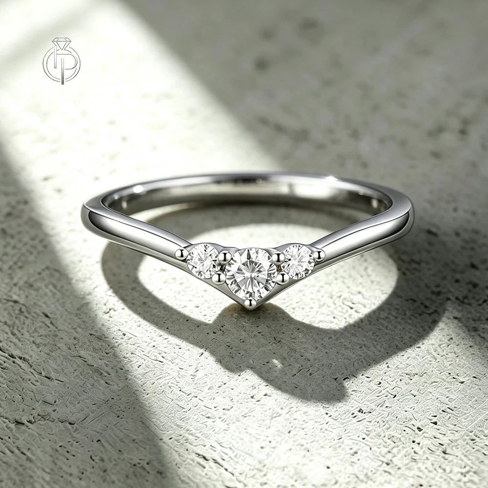 HORRIPAL D VVS1 3 Stones Moissanite Wedding Ring for Women S925 Sterling Silver GRA Certified Concise Fine Eternity Band Jewelry