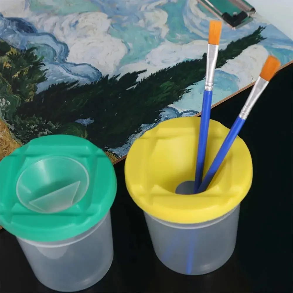 plastic transparent paint cup for children, multifunctional brush washing cup, anti spill art cleaner for school home