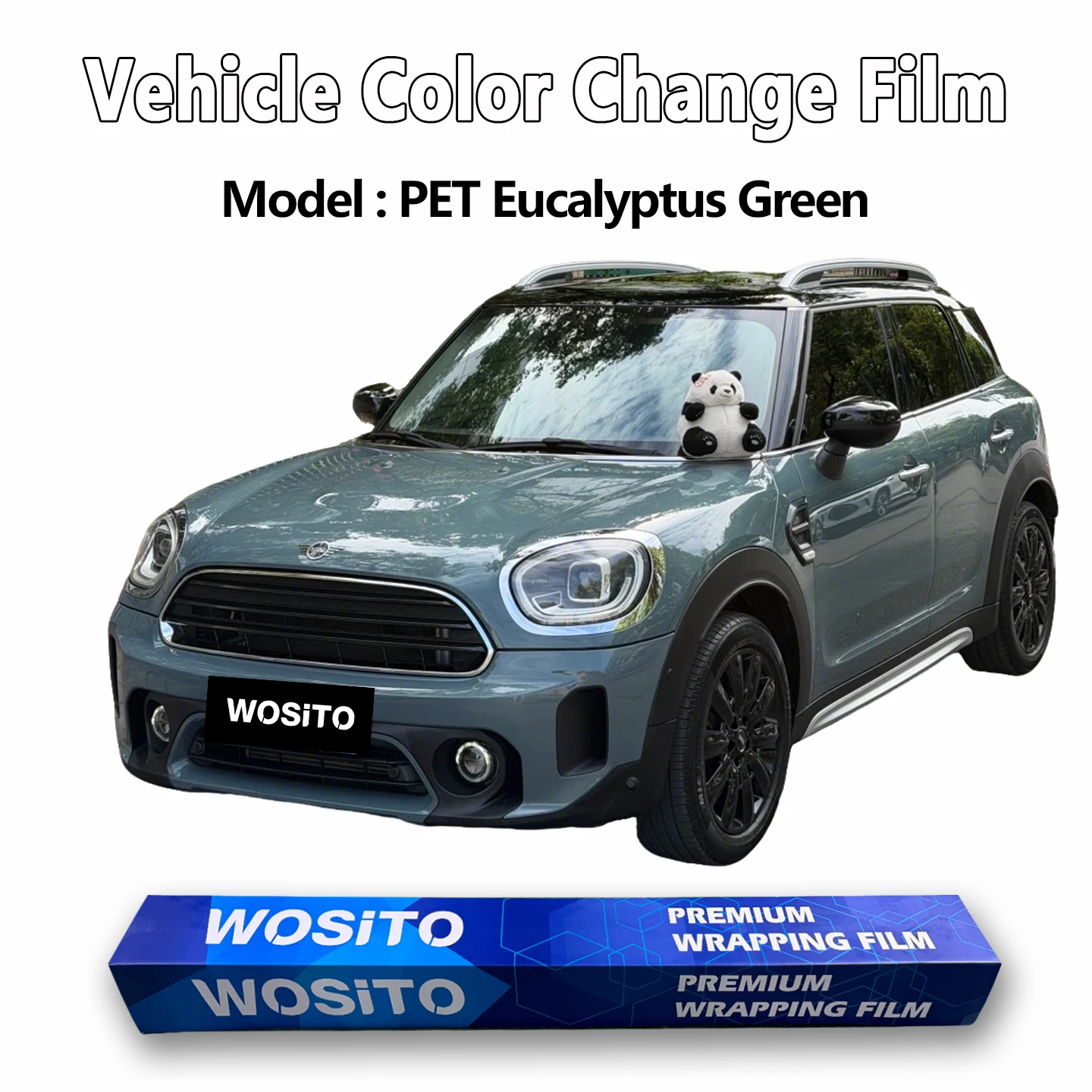 MINI OEM Inspired PET Eucalyptus Green Car Wrap Film Gloss Metallic Light Green Auto Color Change Vinyl Wrap for Vehicle