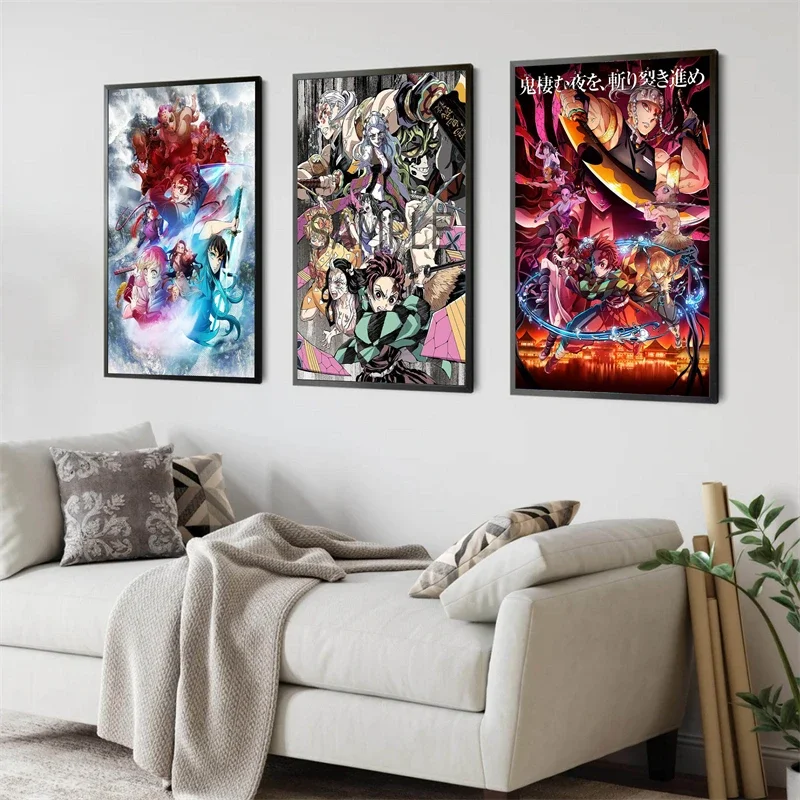 Japanese Classic Hot Anime demon slayer Art Home Wall Decoration Canvas Cartoon Poster Aesthetics Cute Kids Room cafe Picture