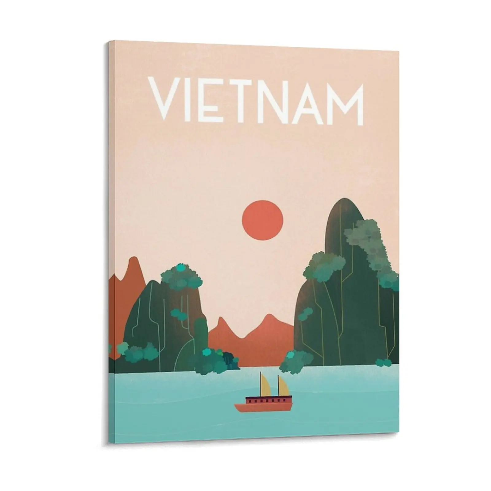 

A Vintage Travel Illustration of Ha Long Bay Vietnam Canvas Painting Party Club Design Pub Wall Decor Framed Wall Paintings