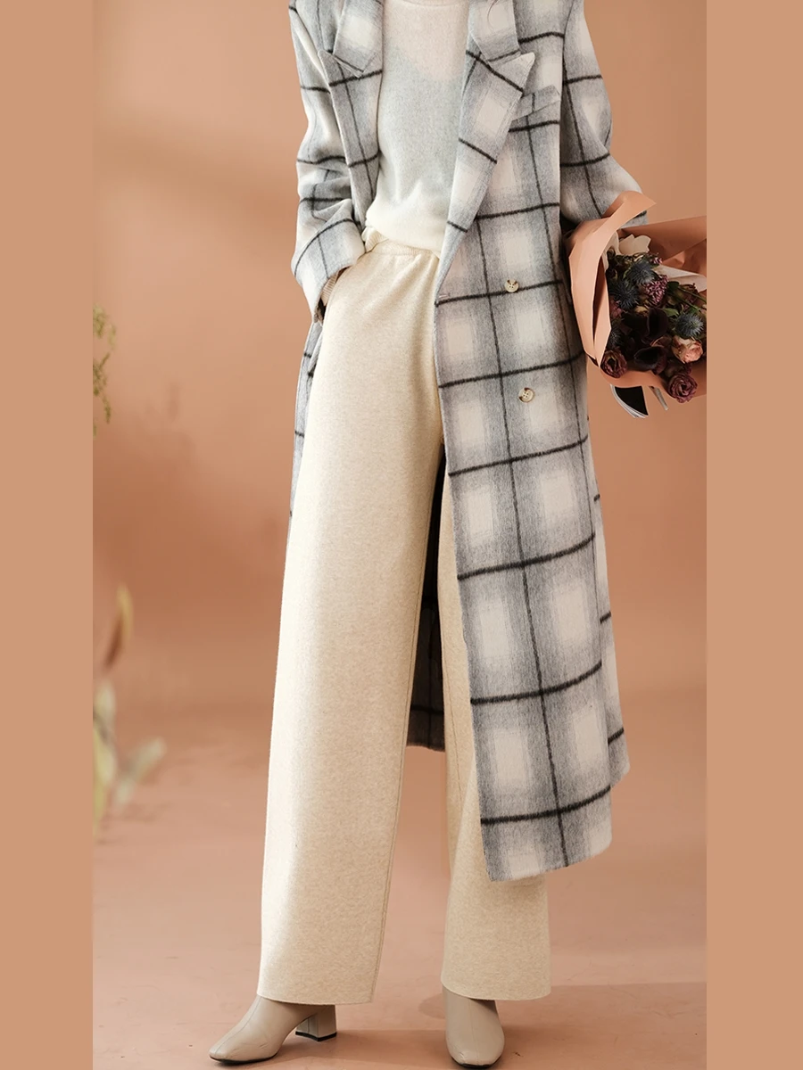 

Зимние вязаные прямые брюки Winter Fairy T Andy Fce с широкими штанинами, мягкие повседневные свободные брюки для женщин в корейском стиле