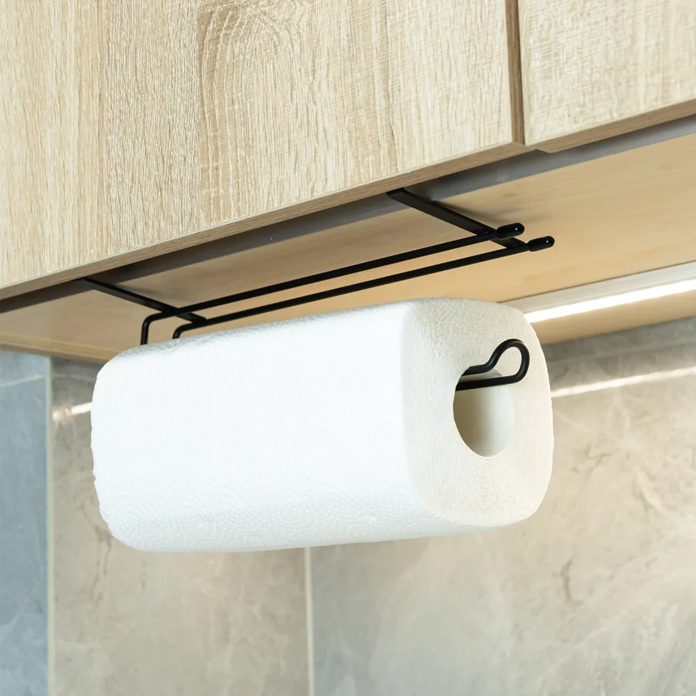 Kitchen Towel Holder Lazy Rag Hanger Manganese Steel Punch-free Creative Wall-mounted Roll Paper Holder Rag Storage Rack image 2