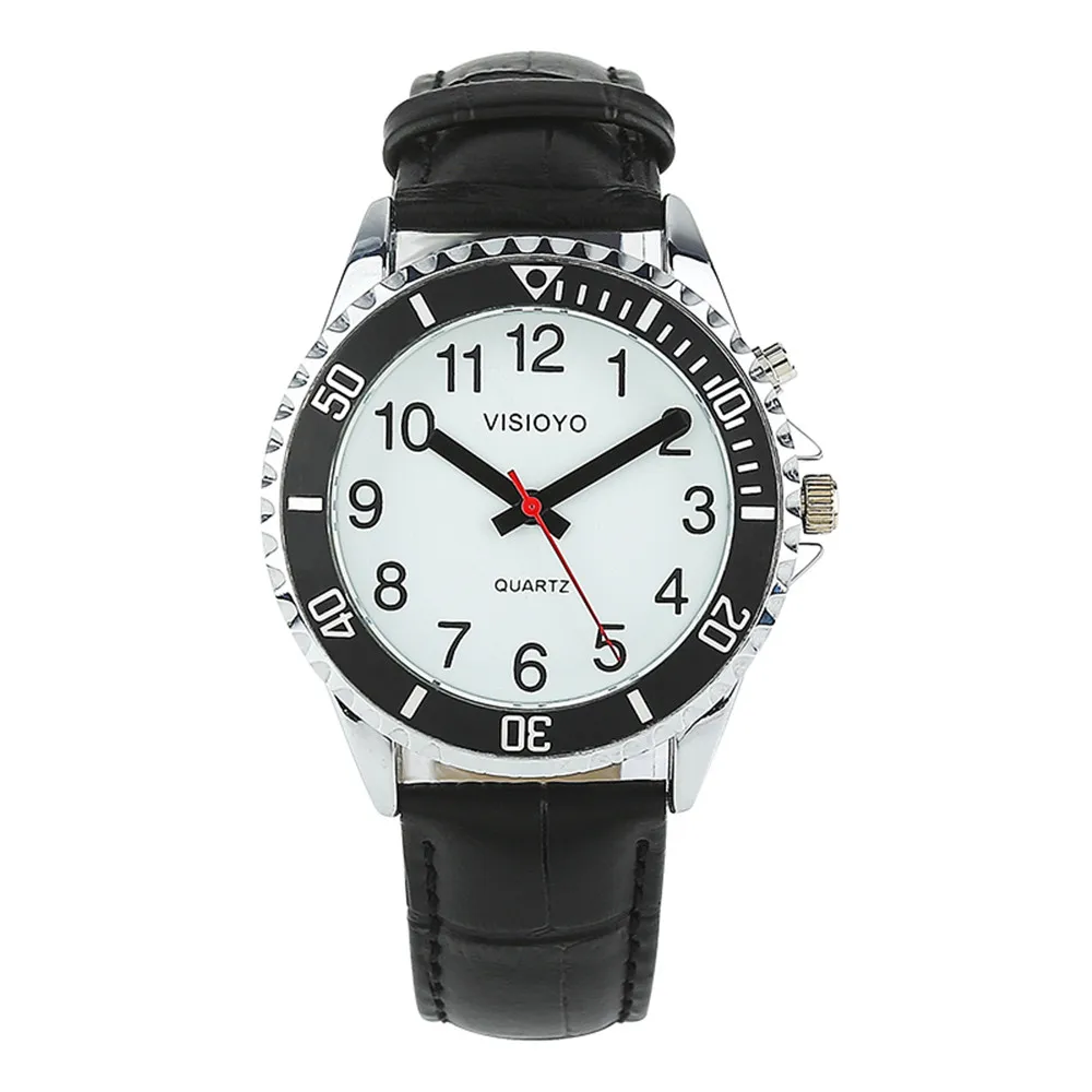 French Talking Watch with Alarm,Talking Date and Time,White Dial TFBW-15