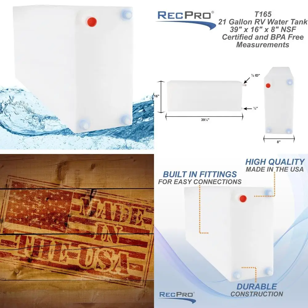 Резервуар для свежей воды RecPro RV, 21 галлон для питьевой и питьевой воды |   39,25 x 8 x 16 |   Пластиковое хранилище для свежей или серой воды |   Безумный