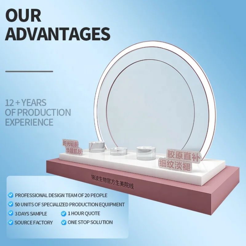 custom.Fashion Colorful Acrylic Cosmetic Display Rack Makeup Store Display Stand Multi-Product Showcase Stand