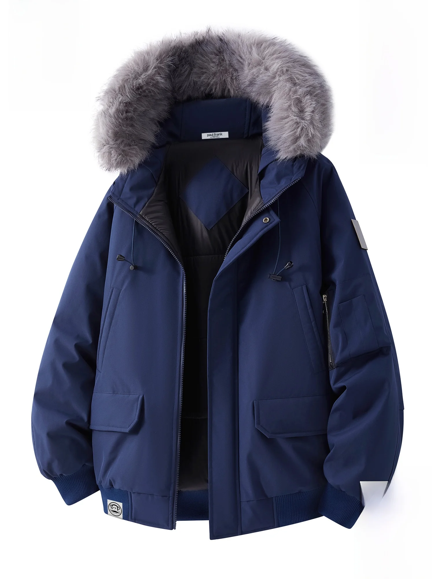 

PaulFrank American Workwear Cotton Jaet Men's Winter New Faion Brand Fur Collar Casual Cotton Coat Loose Fit Polyester Li...