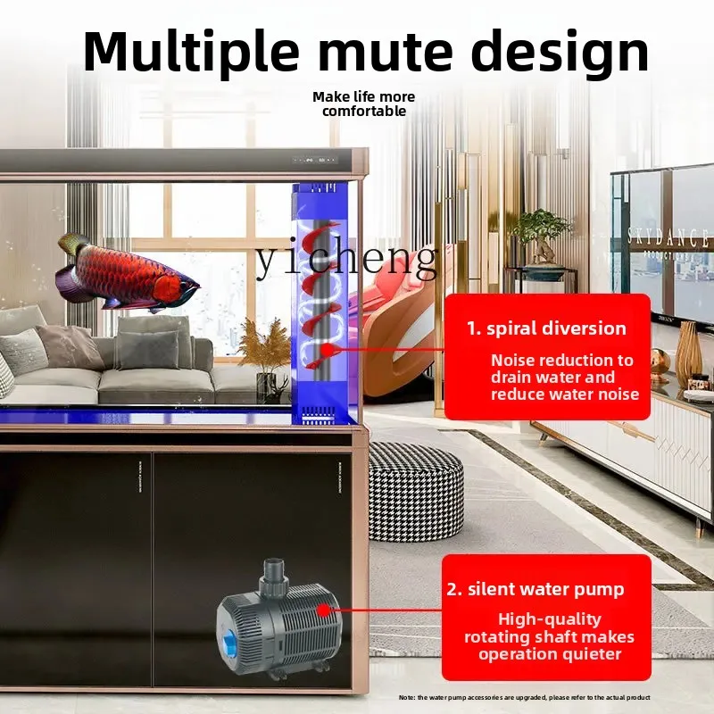 

ZZ floor-to-ceiling ultra-white fish tank glass aquarium living room ecological tank bottom filter household tank free of water