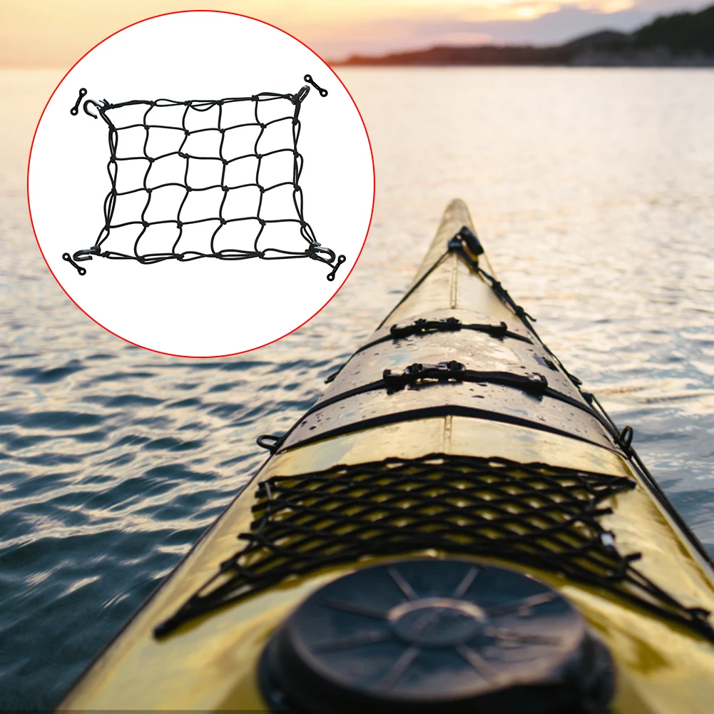 38x38cm kayak deck cargo net Buckle hook Heavy duty nylon luggage net bungee net Marine accessories