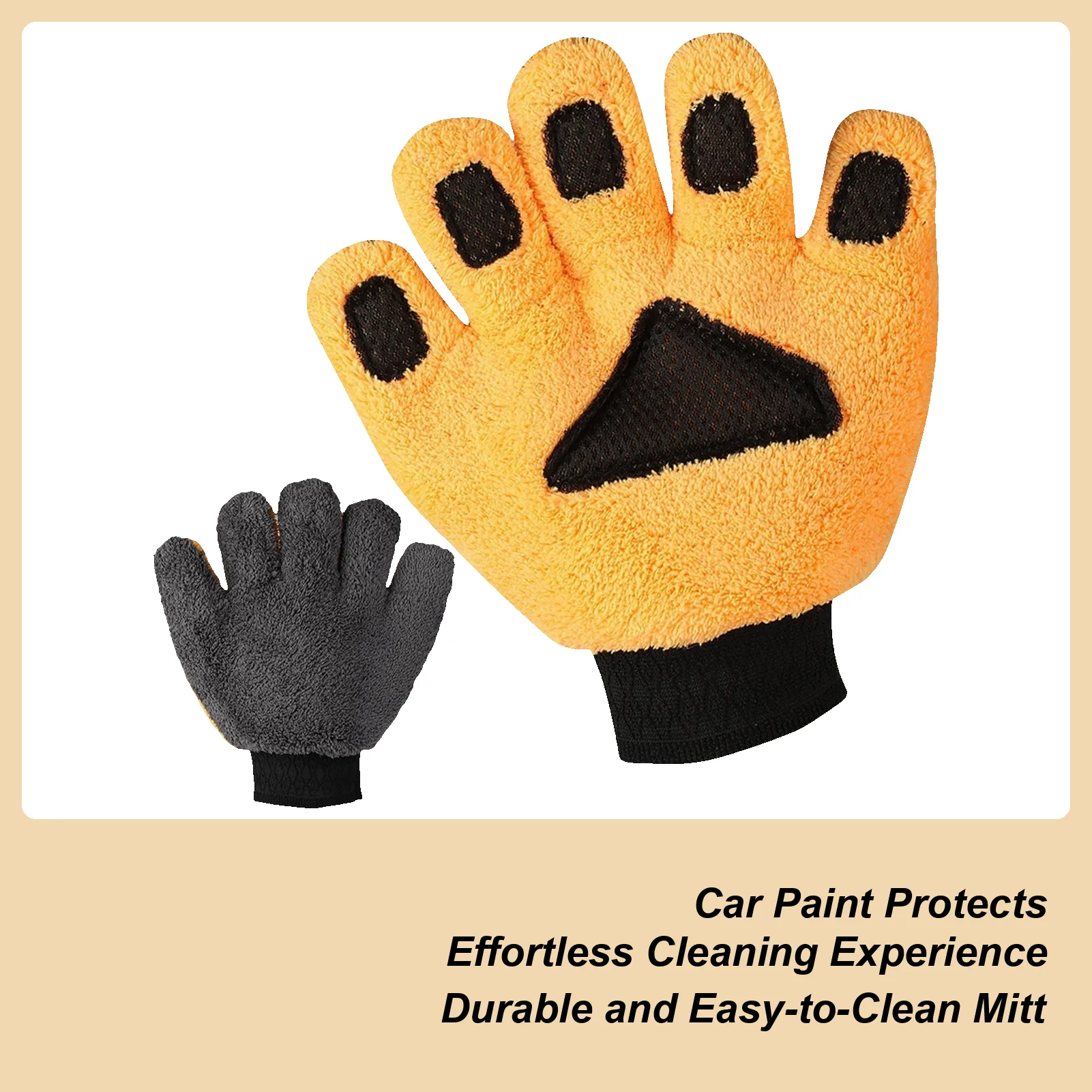 Bear-Paw shape Car Wash Mitt Coral Fleece Five-Finger auto cleaning Mitts Scratch Wash Glove for Automotive Vehicle cleaning